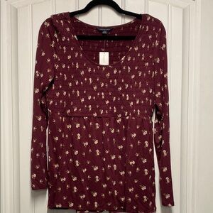 American Eagle Outfitters Red Smocked Blouse